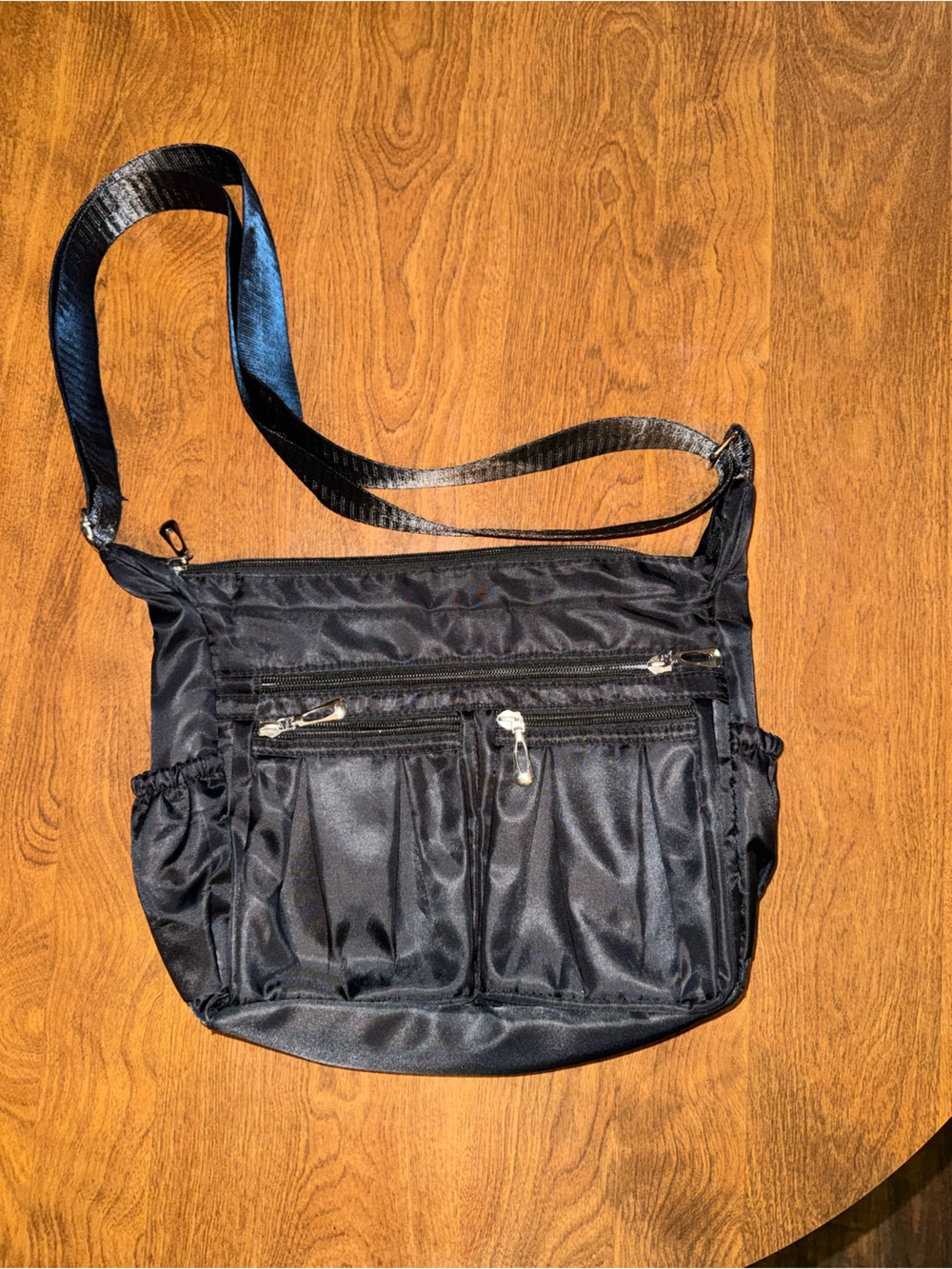 Black Nylon Crossbody Organizer Messenger